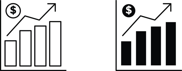 growing profit icon vector graphic illustration  with white background flat hand made icon fill icon .