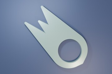 Grey Comet falling down fast icon isolated on purple-blue background. Minimalism concept. 3D render illustration © Oksana
