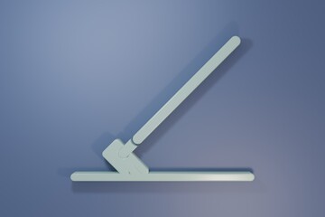 Grey Garden rake in work icon isolated on purple-blue background. Tool for horticulture, agriculture, farming. Ground cultivator. Minimalism concept. 3D render illustration