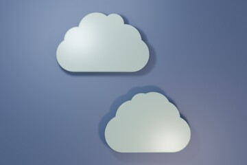 Grey Cloud icon isolated on purple-blue background. Minimalism concept. 3D render illustration