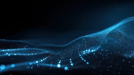 Abstract digital data stream flowing with glowing particles and lines