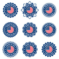 Made in USA Stickers Set with American Flag Design