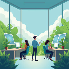 Green Office Environment with Renewable Energy and Sustainable Technology