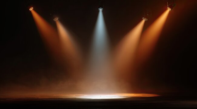 Stage lights illuminating a performance space