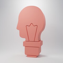 Pink Light bulb with concept of idea icon isolated on pink background. Energy and idea symbol. Inspiration concept. Minimalism concept. 3D render illustration