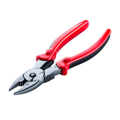 A pair of red handled combination pliers tool isolated on transparent background