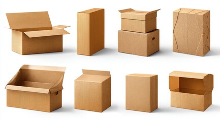 Assorted cardboard boxes, various styles and openings