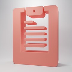 Pink Server, Data report icon isolated on pink background. Minimalism concept. 3D render illustration