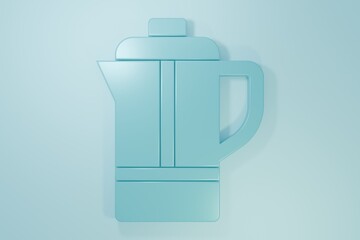 Obraz premium Blue Teapot icon isolated on blue background. Minimalism concept. 3D render illustration