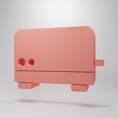 Pink Toaster icon isolated on pink background. Minimalism concept. 3D render illustration