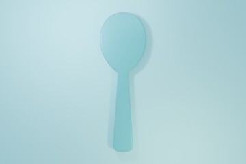 Blue Spoon icon isolated on blue background. Cooking utensil. Cutlery sign. Minimalism concept. 3D render illustration