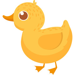 Cartoon Yellow Duckling Isolated on Transparent Background Simple Adorable Bird Illustration for Childrens Designs