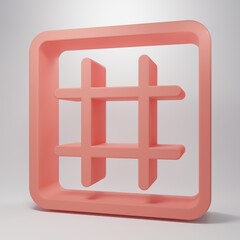 Fototapeta premium Pink Waffle icon isolated on pink background. Minimalism concept. 3D render illustration