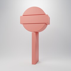 Pink Lollipop icon isolated on pink background. Food, delicious symbol. Minimalism concept. 3D render illustration