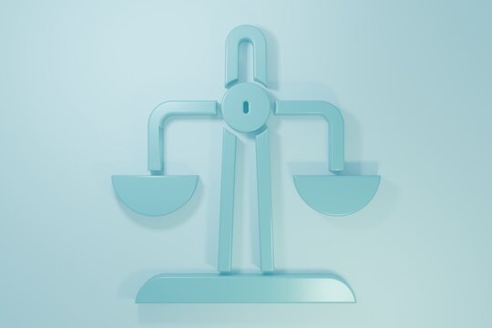 Blue Libra zodiac sign icon isolated on blue background. Astrological horoscope collection. Minimalism concept. 3D render illustration