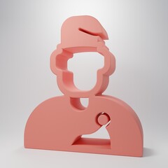 Pink Wizard warlock icon isolated on pink background. Minimalism concept. 3D render illustration