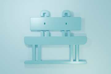 Blue Bench icon isolated on blue background. Minimalism concept. 3D render illustration