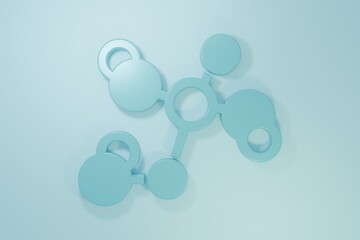 Blue Chemical formula icon isolated on blue background. Abstract hexagon for innovation medicine, health, research and science. Minimalism concept. 3D render illustration