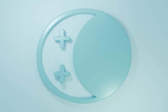 Blue Eclipse of the sun icon isolated on blue background. Total sonar eclipse. Minimalism concept. 3D render illustration
