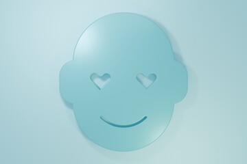 Blue Romantic man icon isolated on blue background. Happy Valentines day. Minimalism concept. 3D render illustration