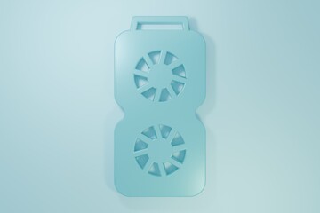 Blue Video graphic card icon isolated on blue background. Minimalism concept. 3D render illustration