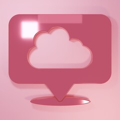 Pink Location cloud icon isolated on pink background. Minimalism concept. 3D render illustration