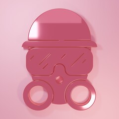 Pink Gas mask icon isolated on pink background. Respirator sign. Minimalism concept. 3D render illustration