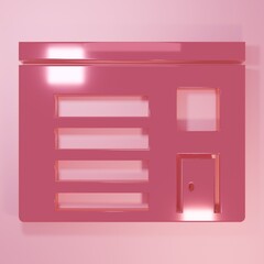 Pink Building of fire station icon isolated on pink background. Fire department building. Minimalism concept. 3D render illustration