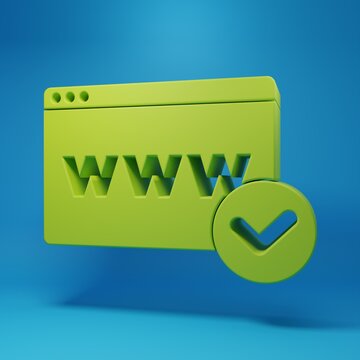 Green Website template icon isolated on blue background. Internet communication protocol. Minimalism concept. 3D render illustration