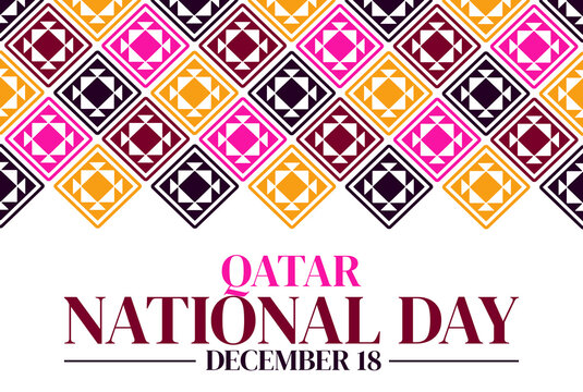 Celebrate qatar national day december eighteenth with festive geometric pattern