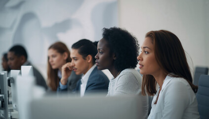 Obraz premium Focused Team Members in a Modern Workspace