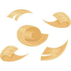 Collection of Wood Shavings and Curls in Various Shapes and Sizes on a Transparent Background for Crafting and Design