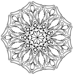 Flower Circle Mandala Outline Art for Coloring adult Practice meditation and relax