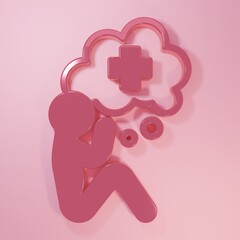 Pink Helping hand icon isolated on pink background. Minimalism concept. 3D render illustration