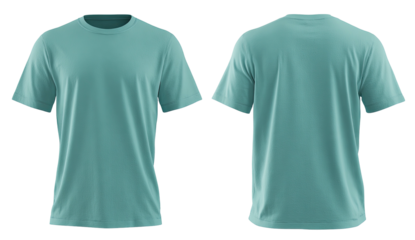 Aqua tee front/back, relaxed fit, simple crew neck design
