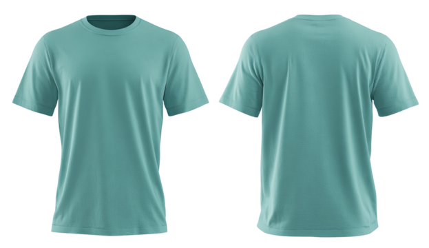 Aqua tee front/back, relaxed fit, simple crew neck design