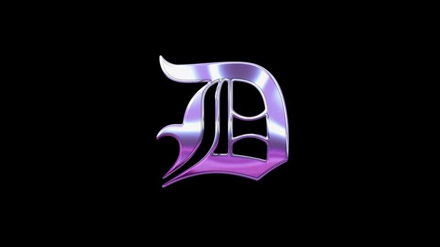 Liquid Chrome Letter D Loop Animation Purple Metallic Style