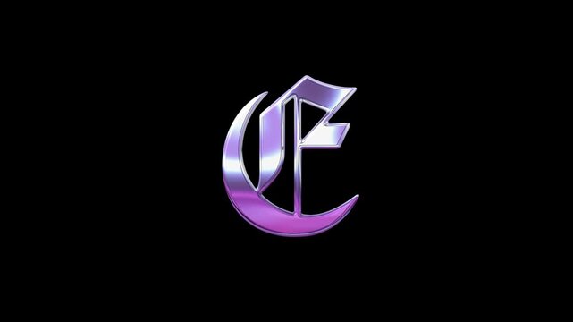 Liquid Chrome Letter E Loop Animation Purple Metallic Style