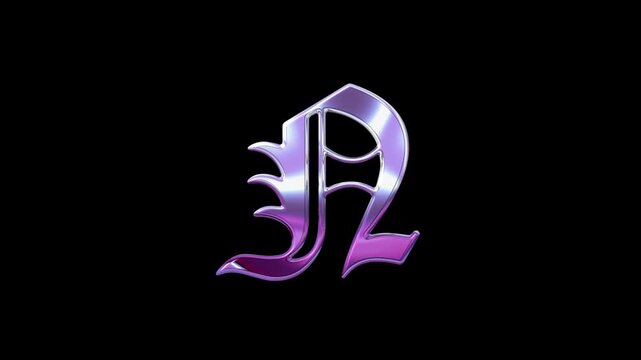 Liquid Chrome Letter N Loop Animation Purple Metallic Style