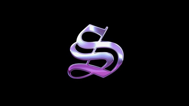 Liquid Chrome Letter S Loop Animation Purple Metallic Style
