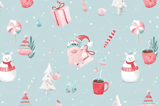 Christmas greeting card with gifts and candies