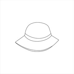 Casual bucket hat line art illustration 