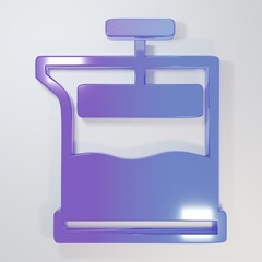 Purple-blue French press icon isolated on grey background. Minimalism concept. 3D render illustration