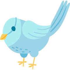 Cute Baby Blue Bird With Yellow Beak And Orange Feet Standing On A Transparent Background With Small Blue Dots On Its Body