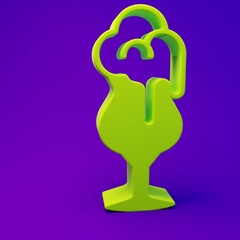 Green Glass of beer icon isolated on purple-blue background. Minimalism concept. 3D render illustration