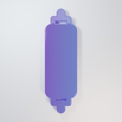 Purple-blue Rolling pin icon isolated on grey background. Minimalism concept. 3D render illustration