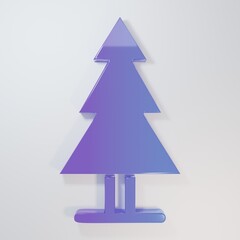 Obraz premium Purple-blue Tree icon isolated on grey background. Forest symbol. Minimalism concept. 3D render illustration