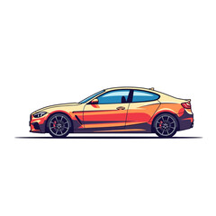 Obraz premium Sleek, modern sports coupe in vibrant sunset gradient, capturing speed and luxury for automotive marketing