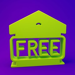 Green Free storage icon isolated on purple-blue background. Minimalism concept. 3D render illustration