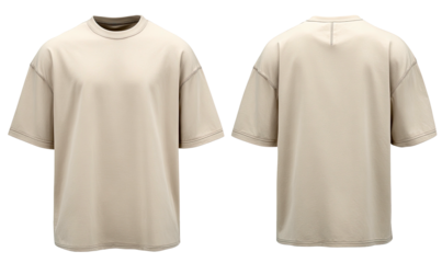 Beige oversized tee front and back views
